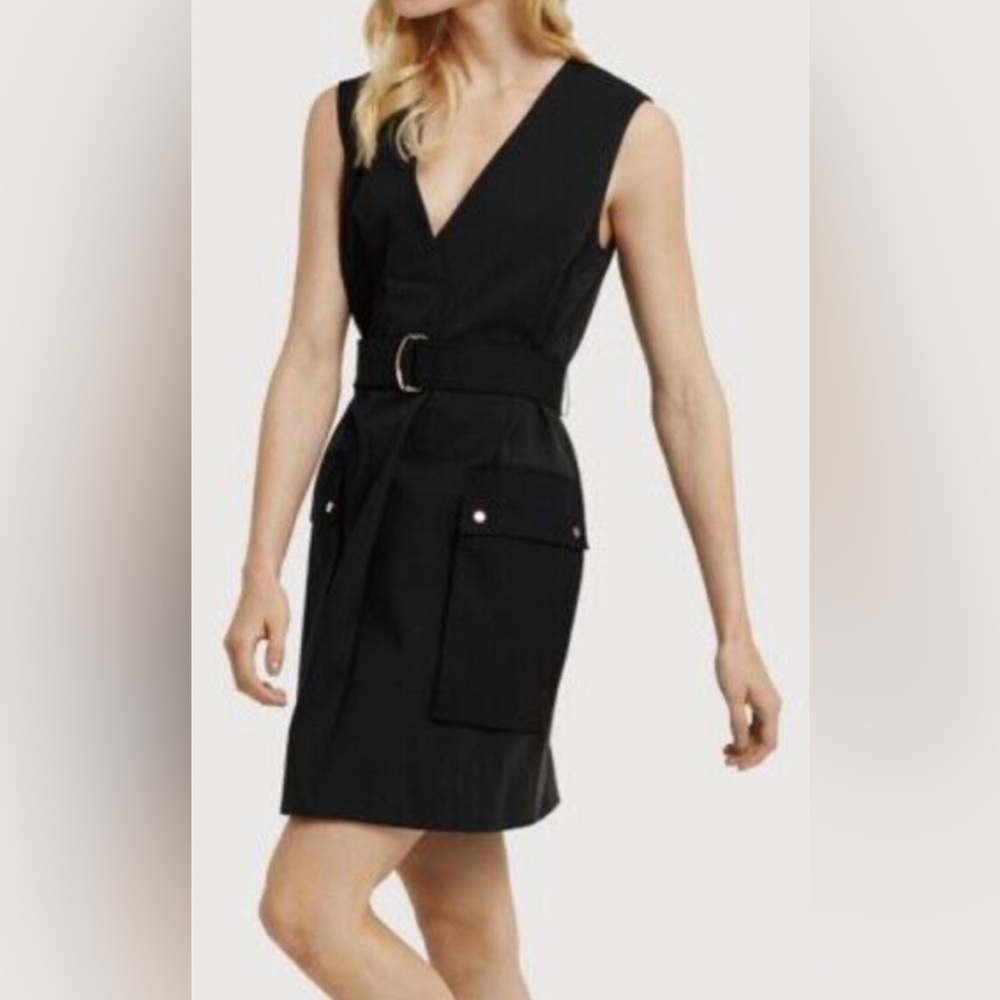 NWOT KIT and ACE Black In the Field Belted Sleeveless Rose Gold Dress